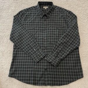 Ash & Erie Button Down Shirt Mens XL Green Gingham Check Pockets Long Sleeve EUC